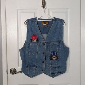 Vintage Baccini Art-To-Wear Hand Painted Signed Denim Vest Top‎ Unisex Size M